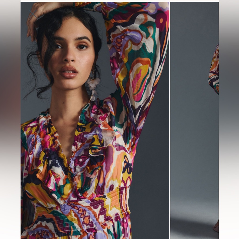 Anthropologie Multicolor Floral Midi Dress - Picture 4 of 10